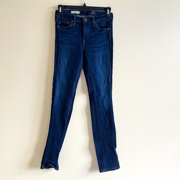 AG Adriano Goldschmied The Prima Mid‎ Rise Cigarette Jeans Size 24 R Dark Wash - Picture 1 of 8